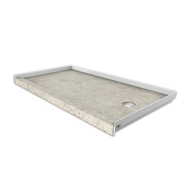 FlexStone 60"L x 30"W Single Threshold Alcove Shower Base with Right-Hand Drain