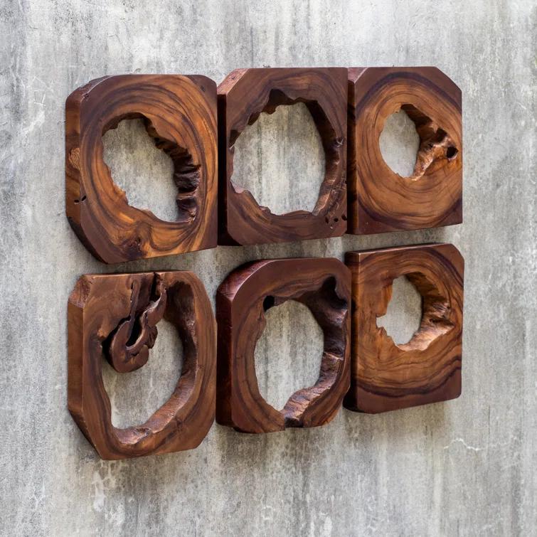 Uttermost Adlai 12" Wide Natural Wood Wall Art Designs - Set of 6