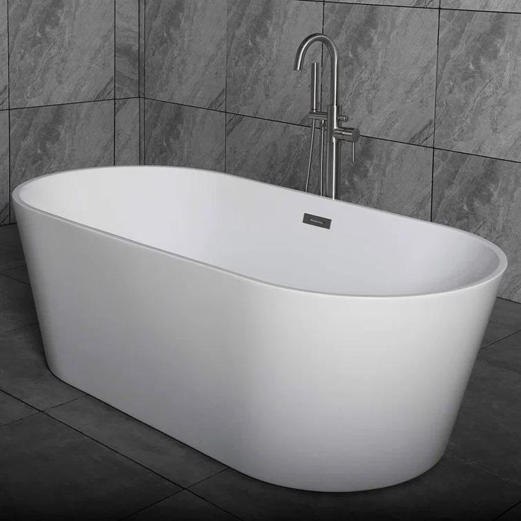WoodBridge 59'' x 29.5'' Freestanding Soaking Acrylic Bathtub BTA1514-C