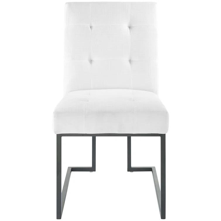 Privy Black Stainless Steel Upholstered Fabric Dining Chair by Modway