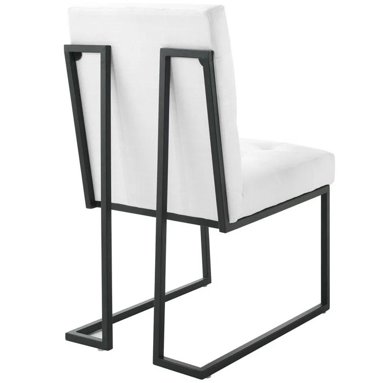 Privy Black Stainless Steel Upholstered Fabric Dining Chair by Modway