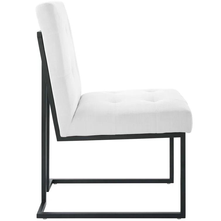 Privy Black Stainless Steel Upholstered Fabric Dining Chair by Modway