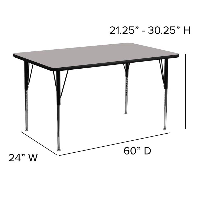 Goddard 24''W x 48''L Rectangular HP Laminate Activity Table - Adjustable Legs