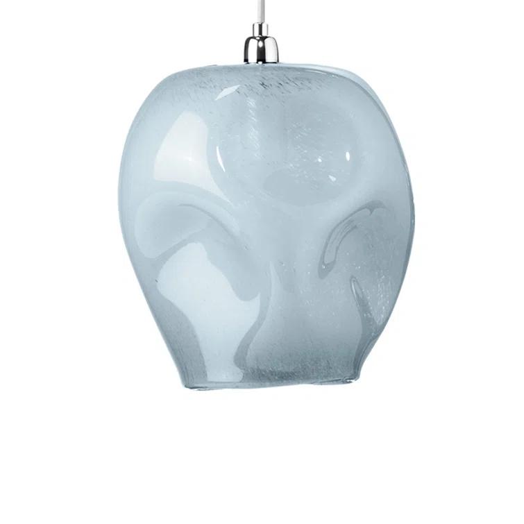 Jamie Young Co Large Coastal Dimpled Glass Pendant in Cornflower Blue/Silver
