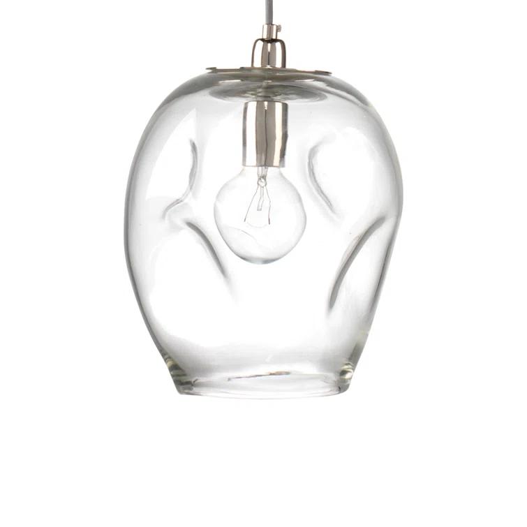 Jamie Young Co Large Coastal Dimpled Glass Pendant in Clear/Silver