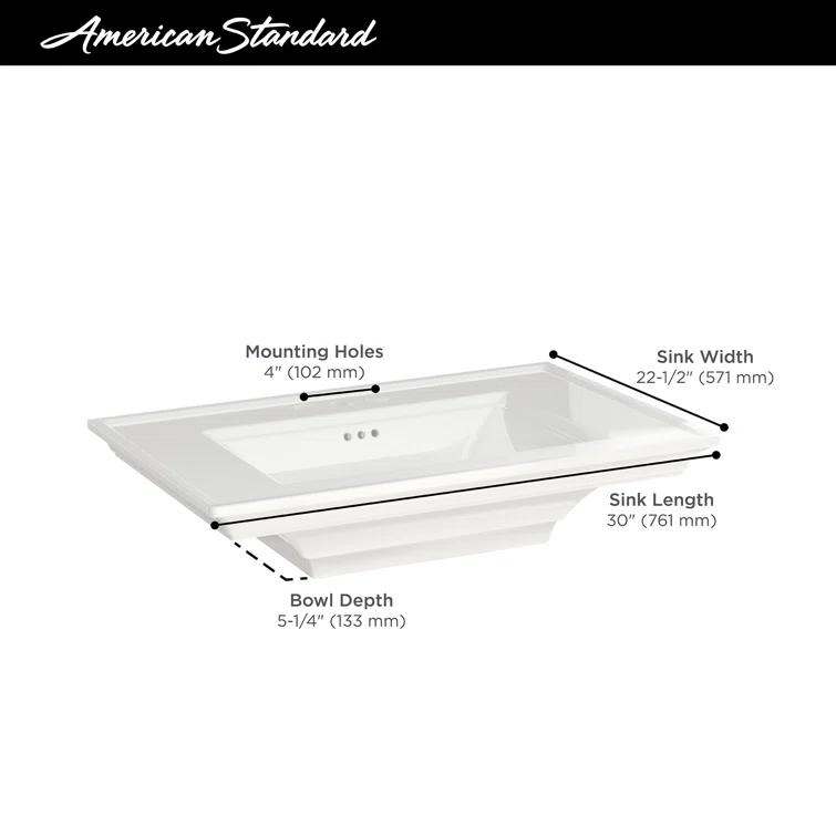 American Standard Town 22.5'' White Ceramic Rectangular Bathroom Sink with Overflow