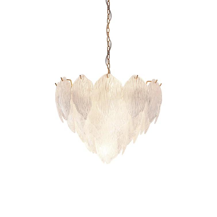 Acanthus 7-Light Distressed Gold Textured Glass Chandelier