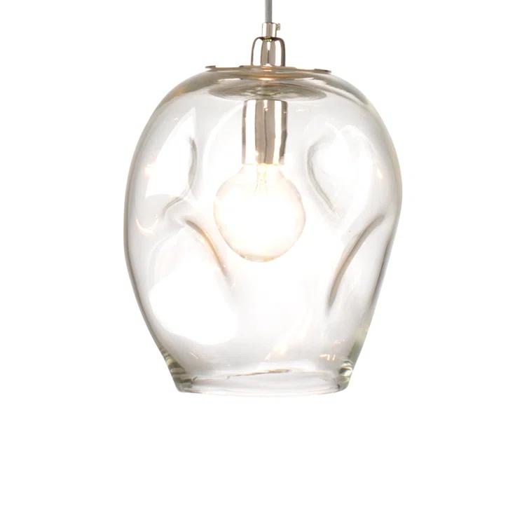 Jamie Young Co Large Coastal Dimpled Glass Pendant in Clear/Silver
