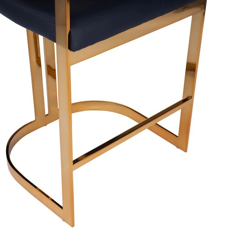 Butler Specialty Metal Bar Stool Chair in Gold With Semi-circle Seat & Footrest