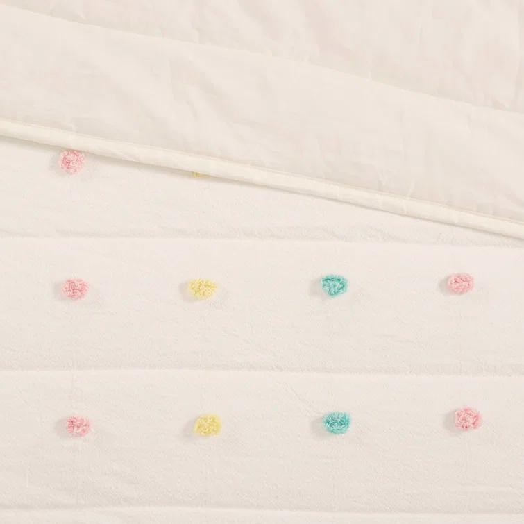 Callie Pom Pom Cotton Jacquard Quilt Set with Throw Pillows