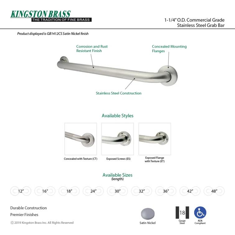 Kingston Brass Made To Match 1-1/4 Inch O.D Grab Bar