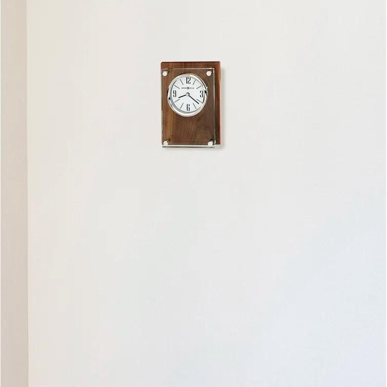 Amherst Rustic Analog Solid Wood Quartz Movement / Crystal Tabletop Clock in Walnut/Clear