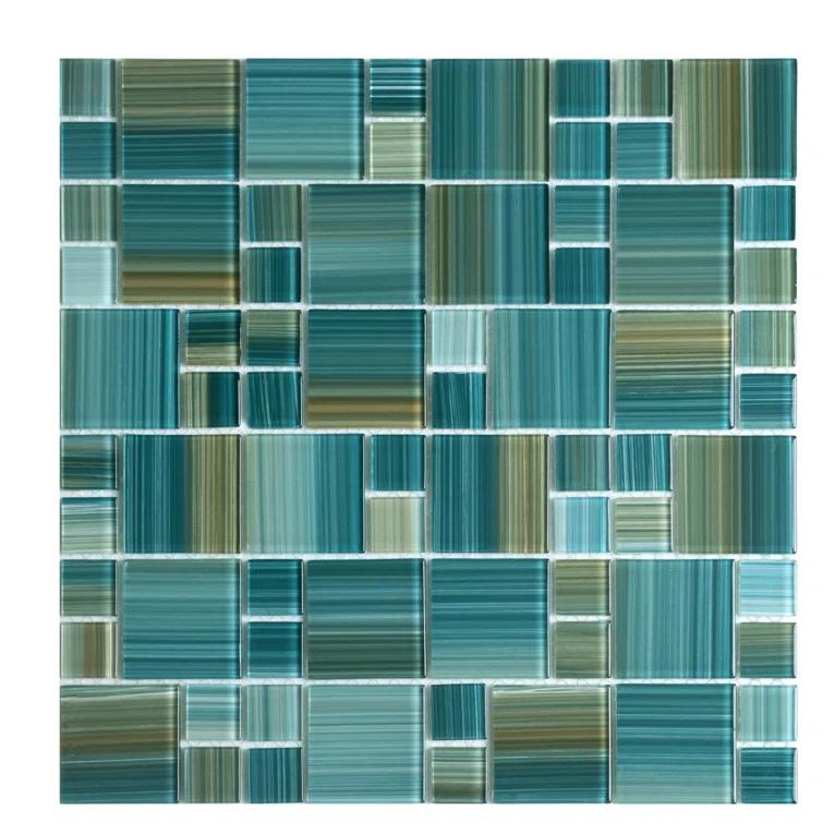 Swimming Pool Random Sized Straight Edge Glass Mosaic Tile