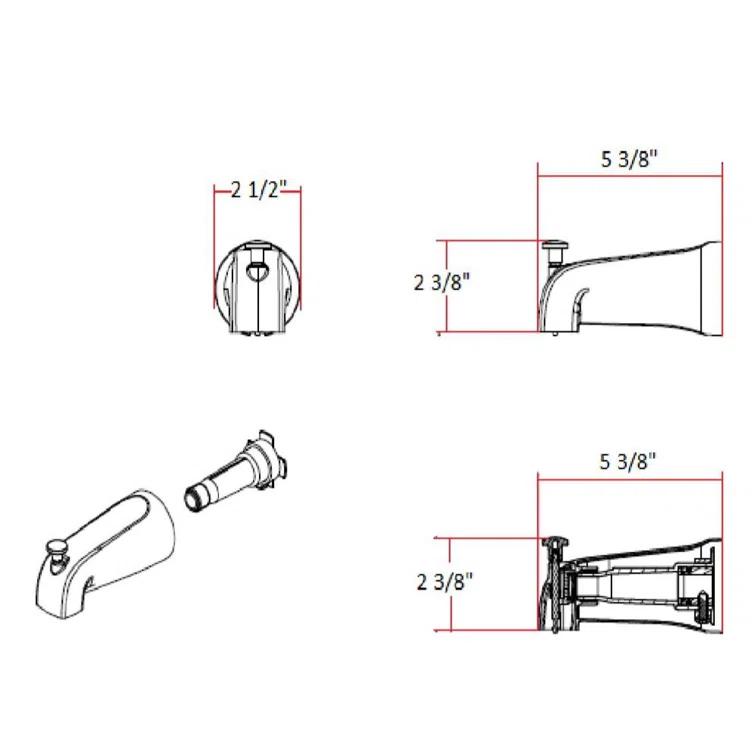 Wall Mounted Tub Spout with Diverter