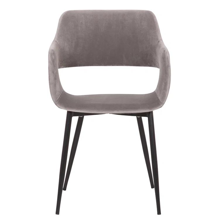 Bottlebrush Mid-Century Dining Accent Chair with Open Back in Fabric Upholstery, Steel, and Plywood