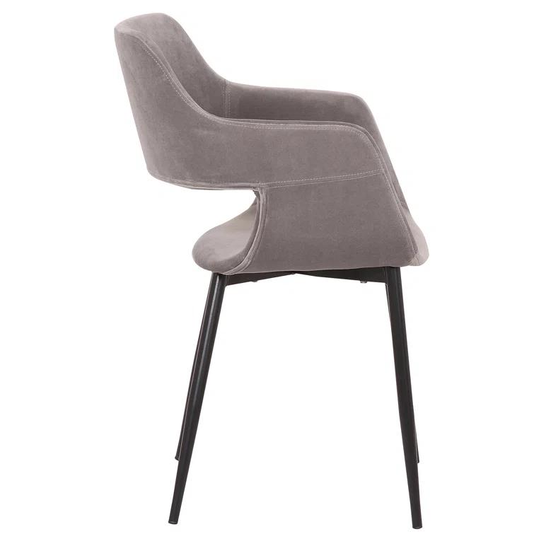 Bottlebrush Mid-Century Dining Accent Chair with Open Back in Fabric Upholstery, Steel, and Plywood