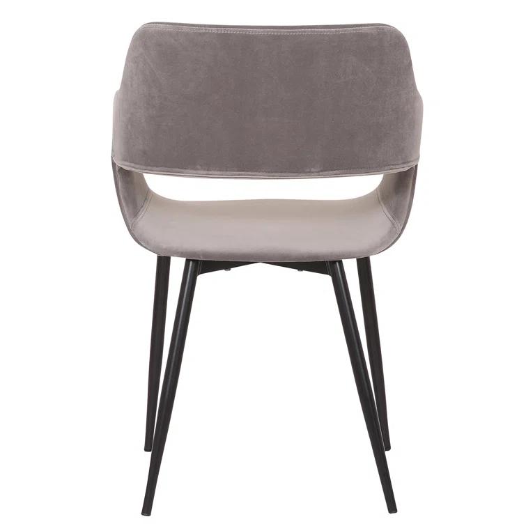 Bottlebrush Mid-Century Dining Accent Chair with Open Back in Fabric Upholstery, Steel, and Plywood