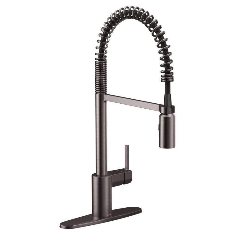 Align One Handle Spring Kitchen Faucet, Modern Single Hole Kitchen Sink Faucet Pulldown Sprayer