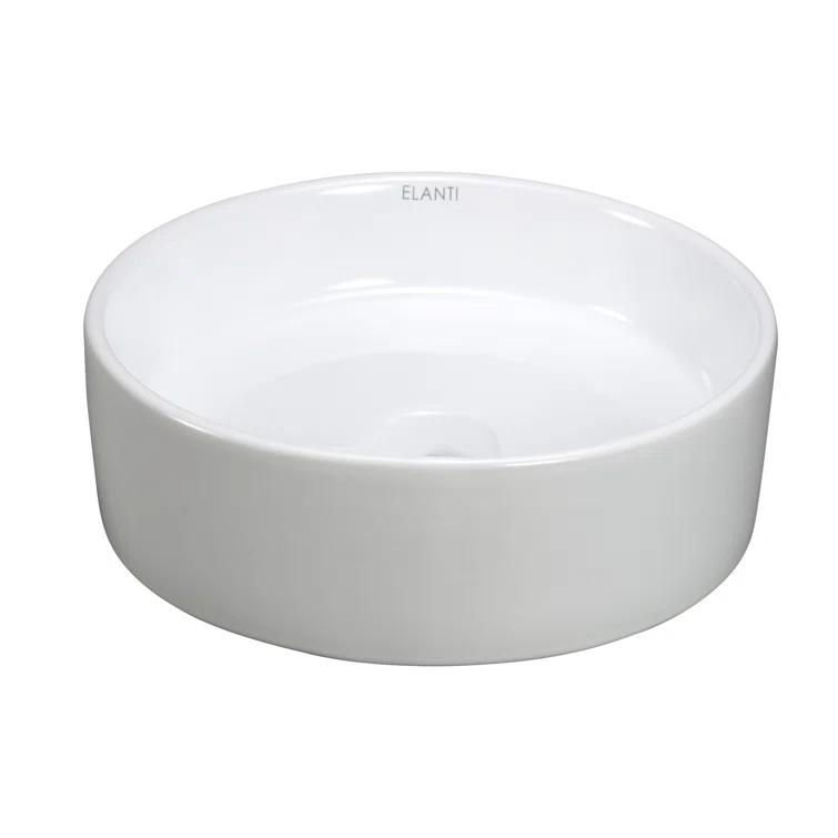 Elanti 1102 Elanti 13.63'' White Porcelain Circular Bathroom Sink