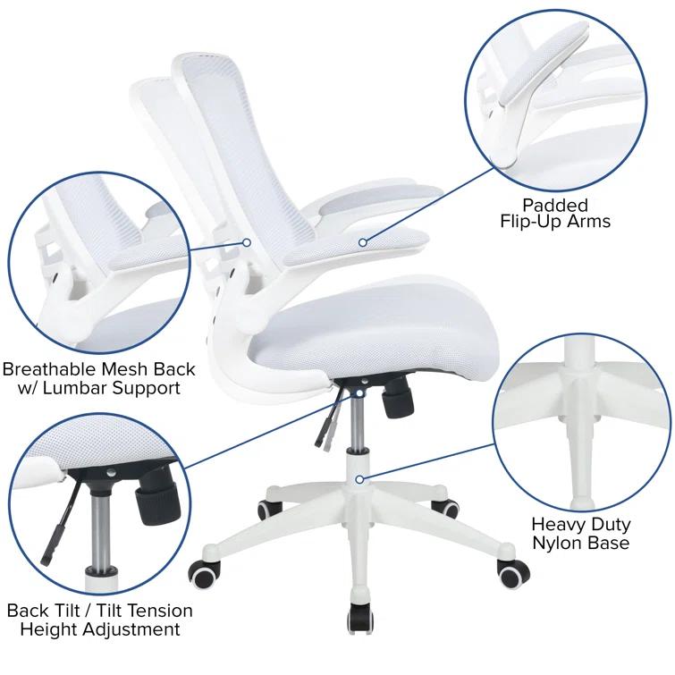 Jayetta Mid-Back Mesh Swivel Ergonomic Office Chair with Flip-Up Arms by Flash Furniture