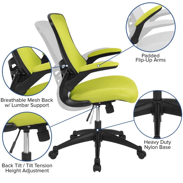 Jayetta Mid-Back Mesh Swivel Ergonomic Office Chair with Flip-Up Arms