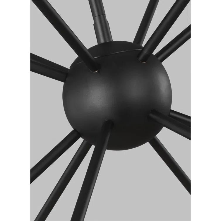 Midnight Black 12-Light Sputnik Chandelier with Clear Silver Wire