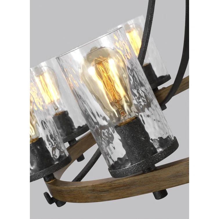 Steffens Iron & Textured Glass Chandelier (24"-48")