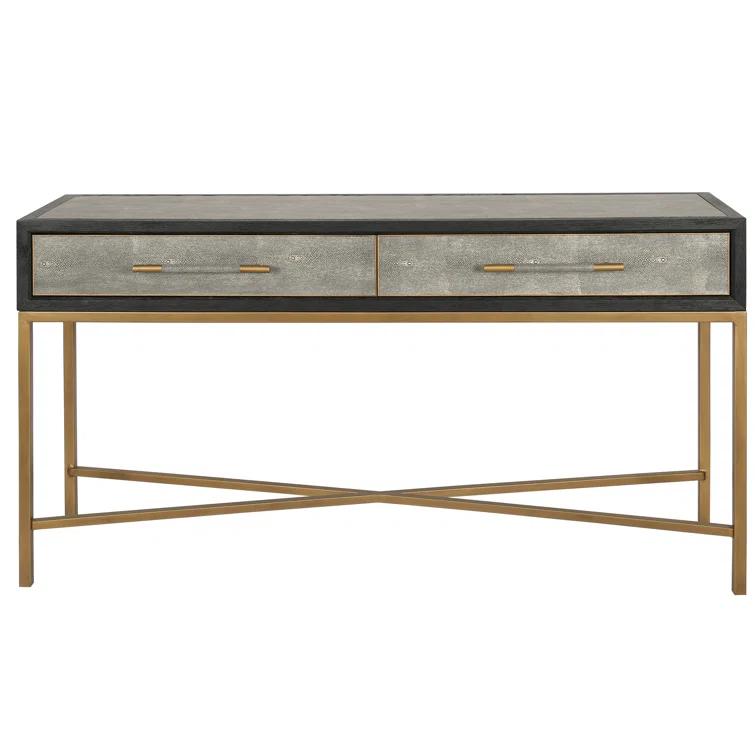 Contemporary Meera 59" Gray and Gold Console Table with Storage