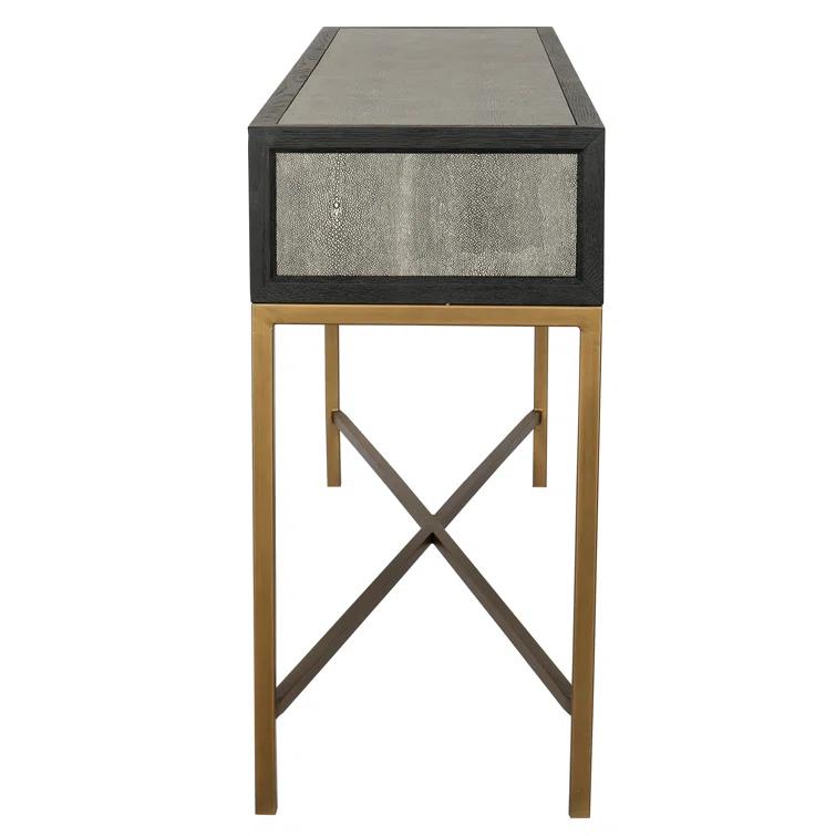 Contemporary Meera 59" Gray and Gold Console Table with Storage