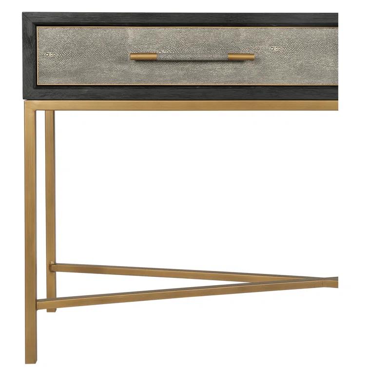 Contemporary Meera 59" Gray and Gold Console Table with Storage