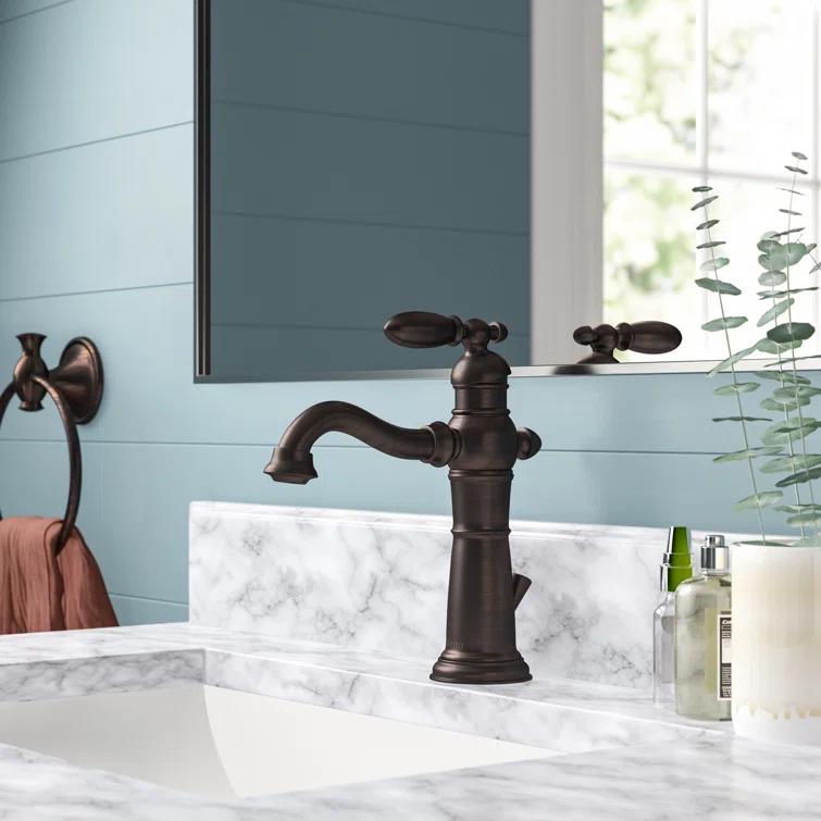 Victorian Single Hole Bathroom Faucet with Drain Assembly