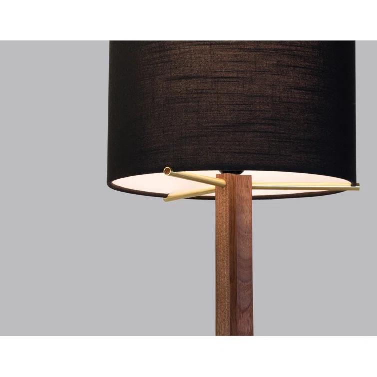 Brushed Aluminum & White Linen Drum Shade LED Table Lamp