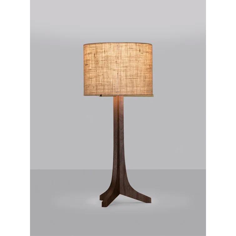 Nauta 28" White Washed Oak & Burlap LED Table Lamp with Aluminum Finish