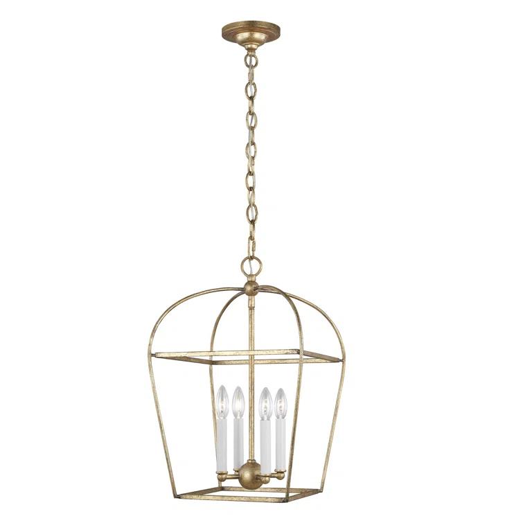 Antique Gild Mini Cage 4-Light Geometric Chandelier
