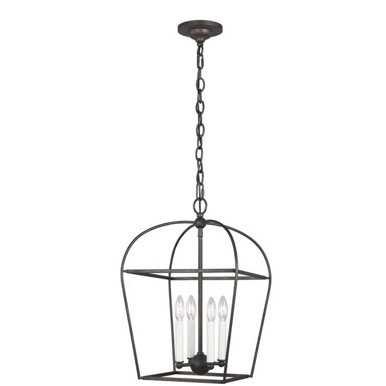 Antique Gild Mini Cage 4-Light Geometric Chandelier