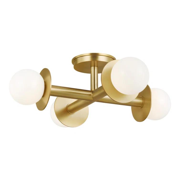 Nodes Semi-Flush Mount Light by Kelly Wearstler - Burnished Brass / 18"Dia