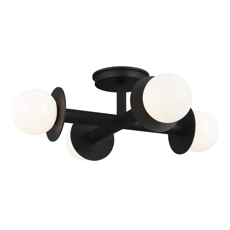 Nodes Semi-Flush Mount Light by Kelly Wearstler - Black / 18"Dia