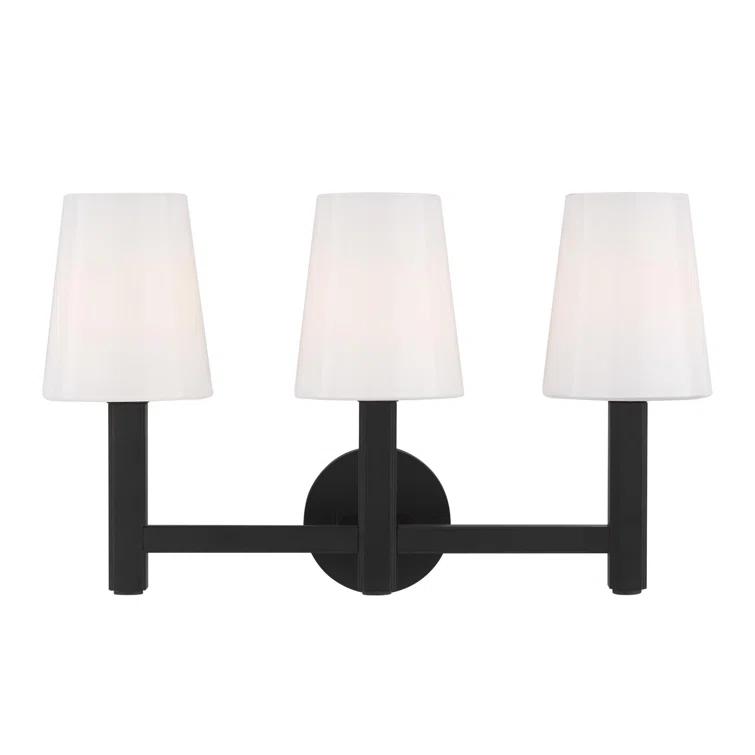 Logan Aged Iron 3-Light Vanity with Milk White Glass Shades