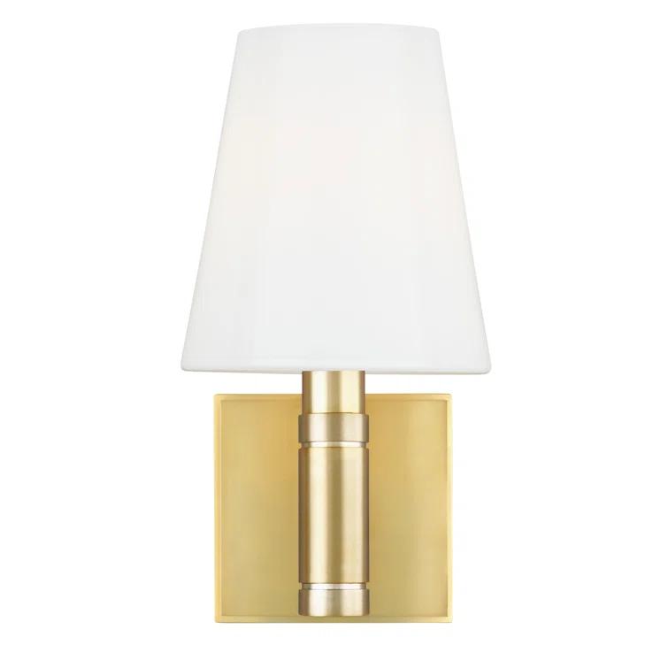 Elegant Beckham 1-Light Dimmable Sconce in Polished Nickel with Milk White Shade