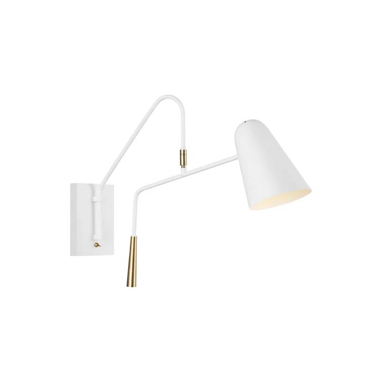Simon 1-Light Dimmable Swing Arm Sconce in Matte White and Midnight Black