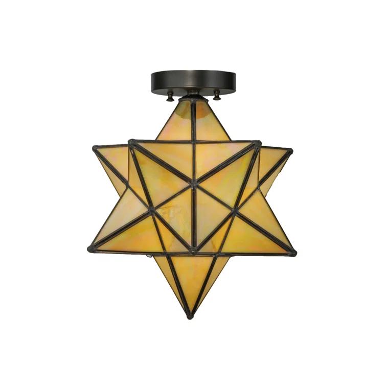 12 in. Moravian Star Beige Iridescent Flushmount - Bai