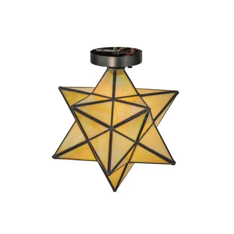 12 in. Moravian Star Beige Iridescent Flushmount - Bai