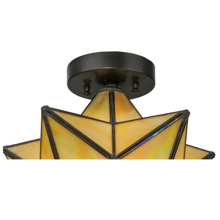 12 in. Moravian Star Beige Iridescent Flushmount - Bai