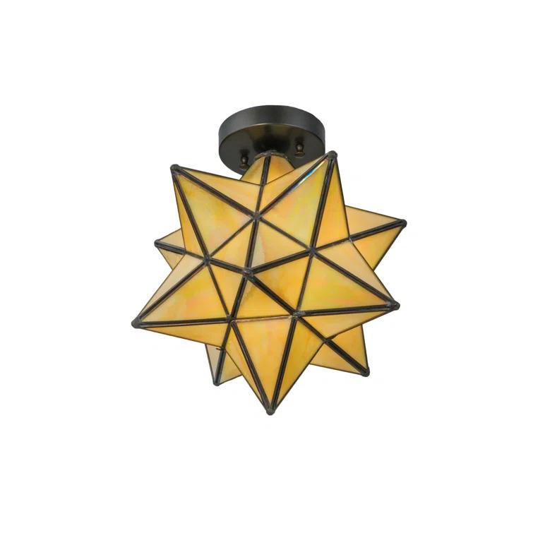12 in. Moravian Star Beige Iridescent Flushmount - Bai