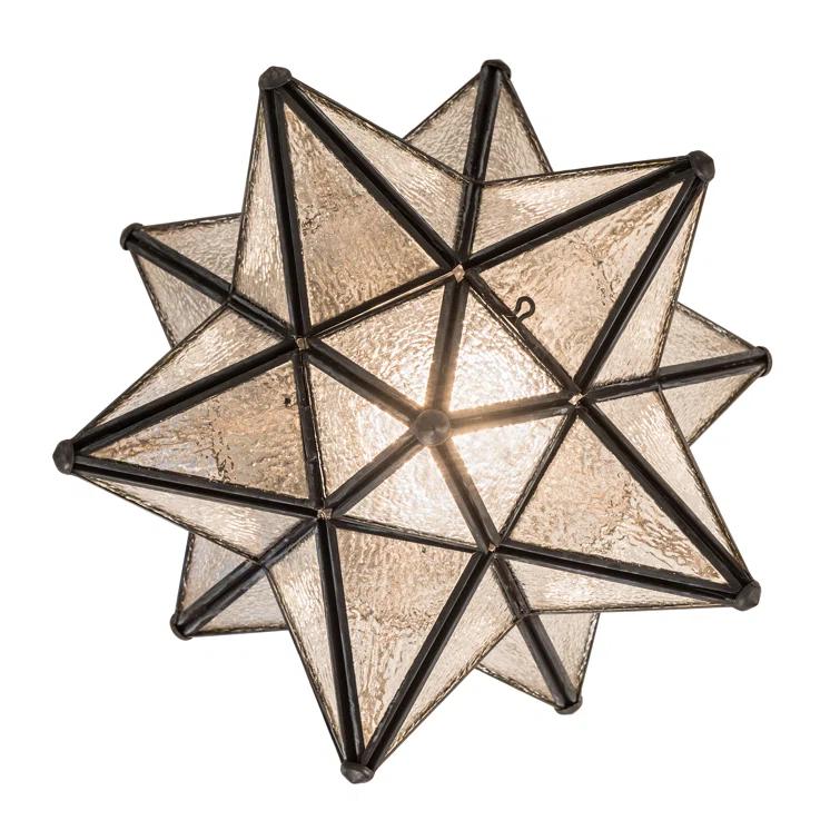 Meyda  Moravian Star Clear Seedy Flushmount - Craftsman Brown - 12 in.