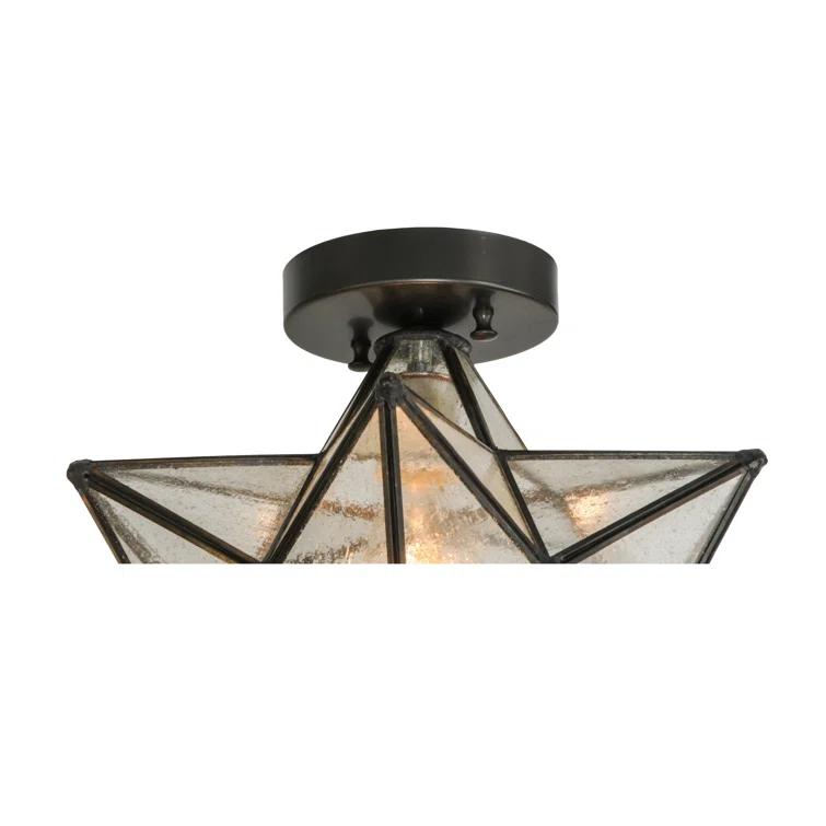 Meyda  Moravian Star Clear Seedy Flushmount - Craftsman Brown - 12 in.