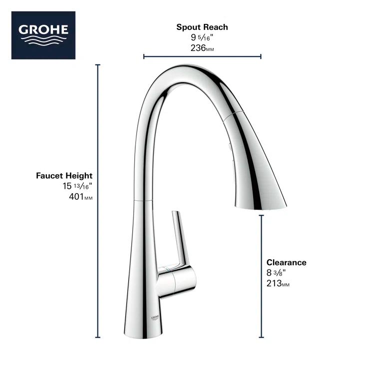 ZEDRA Single-Handle Pull Down Kitchen Faucet Triple Spray 1.75 GPM
