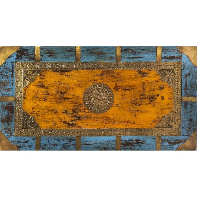 Butler Specialty Company Nador Painted Brass Inlay Wood Storage Trunk Multicolor