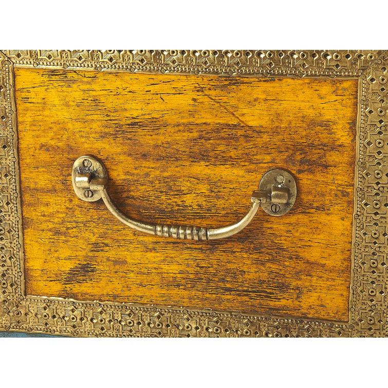 Butler Specialty Company Nador Painted Brass Inlay Wood Storage Trunk Multicolor