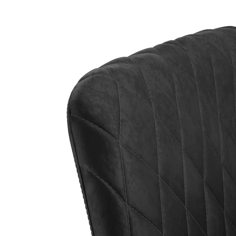 Gray Linen Upholstered Arm Chair with Black Metal Legs